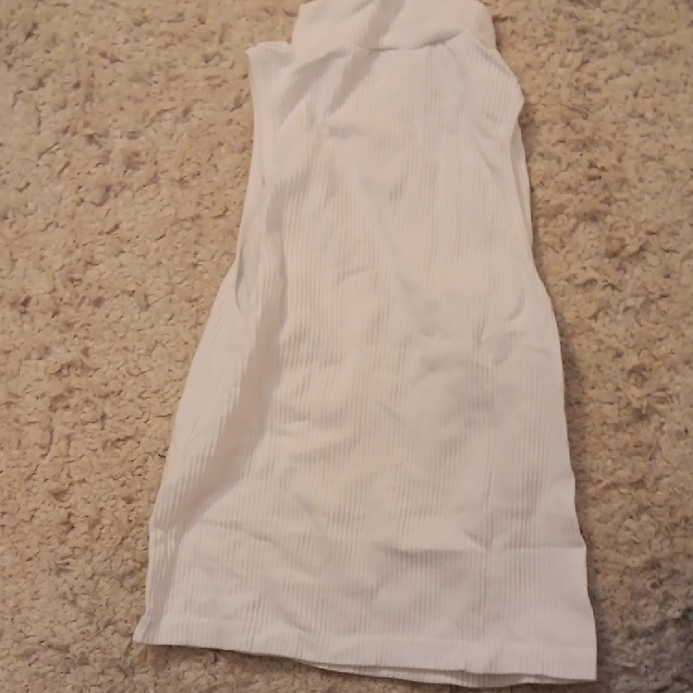 White Ribbed Sleeveless Top